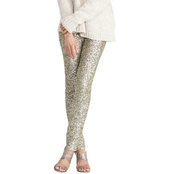 Lauren Ralph LaurenWomen’s Gold Sequin Cigarette Ankle Pants Size 12 NWT